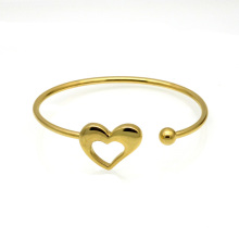 Brazalete de la pulsera del corazón del oro 18K de la venda del latón del vacío de la elasticidad del hilo de la moda